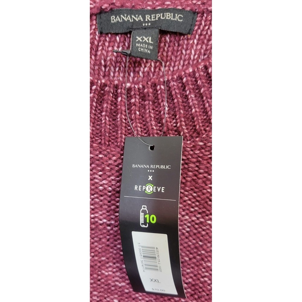 NEW Flaws Banana Republic Sweater Mens XXL Raglan Crewneck Repreve Knit Maroon - Picture 3 of 13